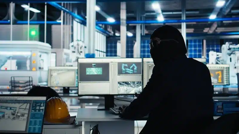 Industrial control room monitoring IT and OT systems for cybersecurity threats